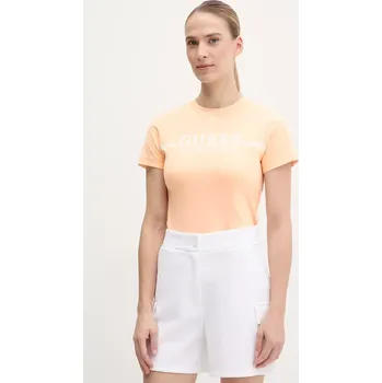 Pánské tričko Bavlněné tričko Guess oranžová barva, V5GI03 I3Z14 V5GI03.I3Z14 24X, vel. XS