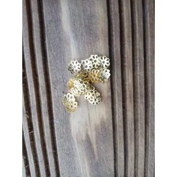 Materiál na výrobu šperku kaplík ve tvaru květu 7 x 7 x 1 mm, zlatý