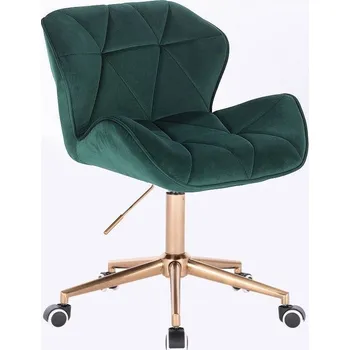 LuxuryForm DESIGN Kosmetická židle MILANO VELUR na zlaté podstavě s kolečky - zelená