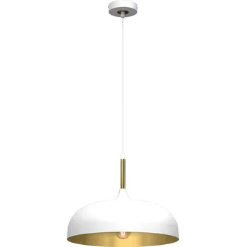 Závěsné svítidlo Lincoln, 1x zlaté/bílé kovové stínítko, (fi 35cm), w/g