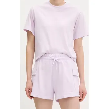 Dámské kraťasy Dětské kraťasy adidas Essentials dámské, fialová barva, hladké, high waist, JC5701 04X, vel. XXS