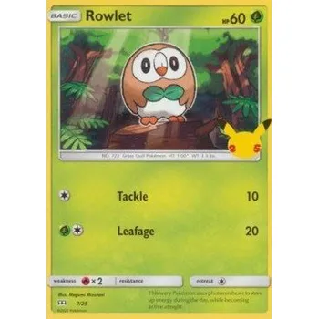 Sběratelská karetní hra Pokémon MCD25 007/025 Rowlet - McDonald's 25th Anniversary Stav: Near Mint, Verze: NORMAL