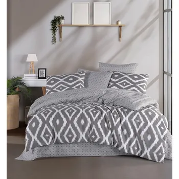 Povlečení Povlečení bavlněné Anthic šedé TiaHome 1x Polštář 90x70cm, 1x Přikrývka 140x200cm