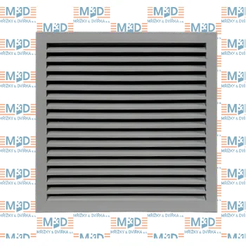 Větrací mřížka Fasádní mřížka M&D 400x400 mm světle šedá Uni + závěsný rám (400*400 mm RAL 7035 mřížka)