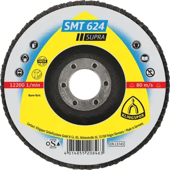 Lešticí kotouč KLINGSPOR Brusný lamelový kotouč SMT624 125x22,2 na ocel a nerez zrnitost: 120