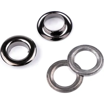 Průchodky s podložkou vnitřní Ø12 mm / vnější Ø21 mm lesklé 2. jakost, malé, 2 nikl černý