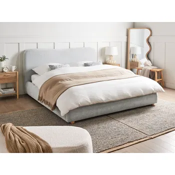 Postel Úložná postel světle šedá polyesterové čalounění 160 x 200 cm minimalistický moderní design úložný prostor ložnice Beliani