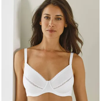 Podprsenka Přiléhavá podprsenka ze strečové bavlny a krajky, s kosticemi bílá 75