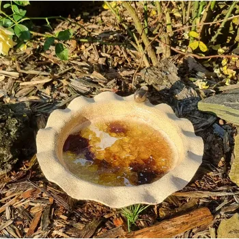 Zahradní dekorace Keramické pítko pro ptáčky - hnědé - zahradní dekorace - kulaté