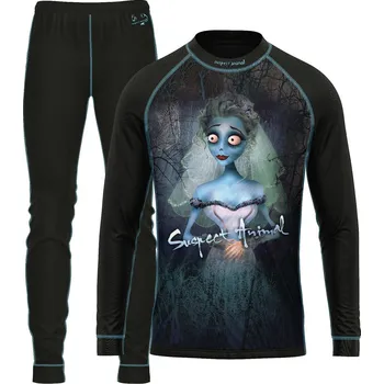 Set dětského termoprádla Set dětského funkčního prádla EMILY černá Bamboo Ultra - Azurová / 120