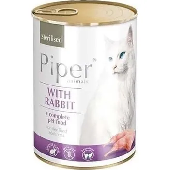 Krmivo pro kočku NEW PIPER CAT konzerva pro sterilizované kočky, s králíkem, 400g