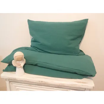 Povlečení Pro útulný domov Povlečení do postýlky Mušelínové petrolejové ROZMĚR: 40 x 60 + 90 x 120 cm