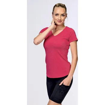 Sportovní třpytivé červené dámské tričko s raglánovými rukávy 33 velikost XL