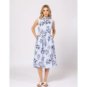 Dámské šaty Heavy Tools dámské midi šaty bez rukávů s květinovým vzorem Virag modré Velikost: L