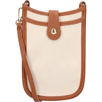 Kabelka Dámská kožená kabelka na mobil a doklady Italia Simma - krémovo-hnědá
