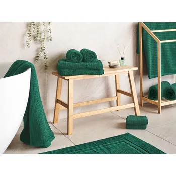 Držák na ručník Sada 11 ručníků zelená bavlna s nízkým kroucením ručníky na ruce ručníky pro hosty osušky předložka koupelna Beliani