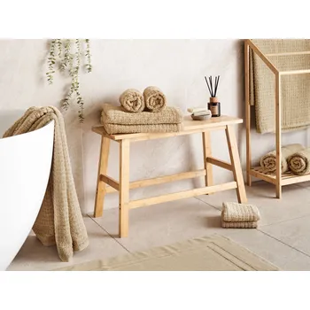 Držák na ručník Sada 11 ručníků pískově béžová bavlna s nízkým kroucením plážové do koupelny Beliani