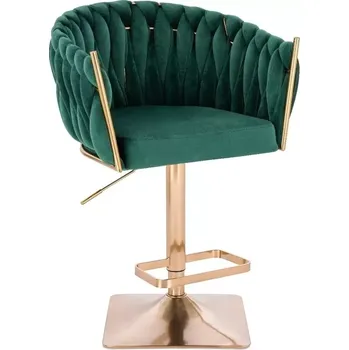 Jídelní židle LuxuryForm DESIGN Barová židle NORDEN VELUR na zlaté hranaté podstavě - zelená