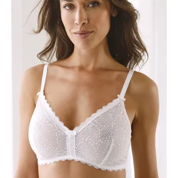 Podprsenka Trojúhelníková podprsenka Isili zn. Confidence Lingerie z krajky a mikrovlákna, bez kostic slonová kost 80