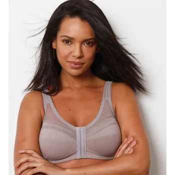 Podprsenka Jednobarevná bavlněná podprsenka se zapínáním vpředu, bez kostic bronzová 85D