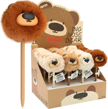 Gelové pero JUNIOR Big Nose Bear PomPom 0,7 mm, modrá náplň (mix barev)