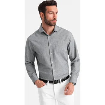 Pánská košile Pánská košile REGULAR FIT s kapsou - šedá melanž V3 OM-SHCS-0148 - L