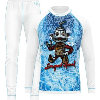 Set dětského termoprádla Set dětského funkčního prádla ROBOT bílá Bamboo Ultra - Modrá / 110