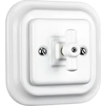 vypínač Elhard Hranatý keramický otočný vypínač č.5, bílý - kompletní