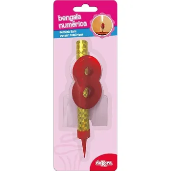 Dortová svíčka Dortová fontánka s číslicí 8 červená 12 cm