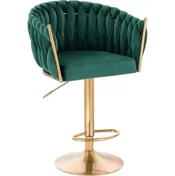 Jídelní židle LuxuryForm DESIGN Barová židle NORDEN VELUR na zlatém talíři - zelená