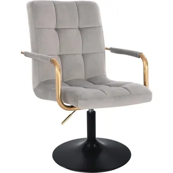 LuxuryForm DESIGN Kosmetická židle VERONA GOLD VELUR na černém talíři - světle šedá