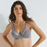 Zmenšující podprsenka Paia zn. Confidence Lingerie z mikrovlákna a vyšívaného tylu, s kosticemi šedá 105D