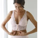 Krajková podprsenka se zapínáním vpředu, bez kostic pudrová 70A