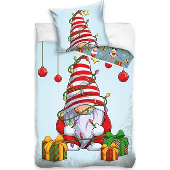 Povlečení Vánoční povlečení Skřítek s dárečky 140 x 200, 70 x 90 cm zipový uzávěr