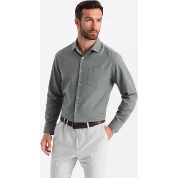 Pánská košile Pánská košile REGULAR FIT s kapsami - khaki V4 OM-SHCS-0148 - M