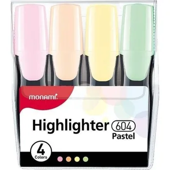 Zvýrazňovač Zvýrazňovač Monami 604, seřízlý hrot 1 - 4 mm, 4 past. barvy