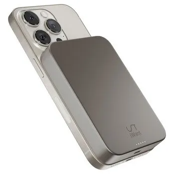 Powerbanka iWant Qi2 hliníková powerbanka 10000 mAh - MagSafe kompatibilní - titanová