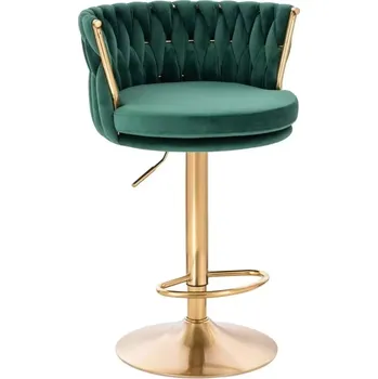 LuxuryForm DESIGN Barová židle LYON VELUR na zlatém talíři - zelená