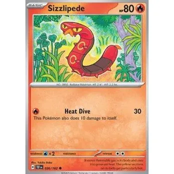 Sběratelská karetní hra Pokémon TEF 036/162 Sizzlipede - Temporal Forces Stav: Near Mint, Verze: REVERSE HOLO