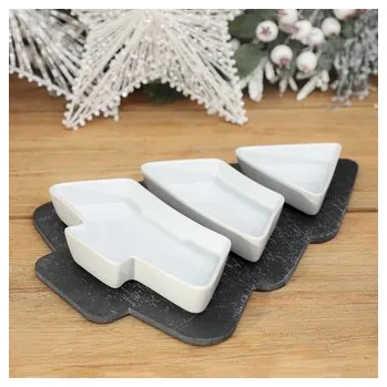 Kuchyňské prkénko Sada misek | VERCER | břidlicové servírovací prkénko s miskami | 3 ks | 831305 Homla