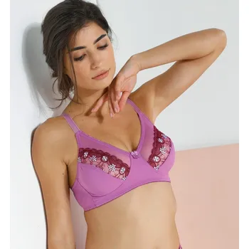 Podprsenka Podprsenka Caminata zn. Confidence Lingerie® s výšivkou, bez kostic purpurová 75C