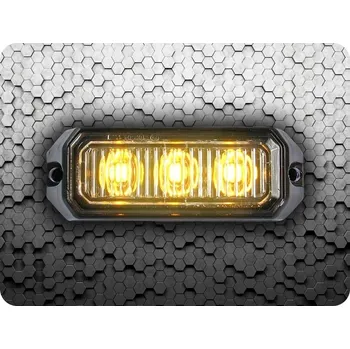 Autoelektronika LED VÝSTRAŽNÉ SVĚTLO 9W, 3XLED, ORANŽOVÉ, R10, 4MÓDY, KABEL 5M, 12V/24V, IP67 [LW0023-5M-1]
