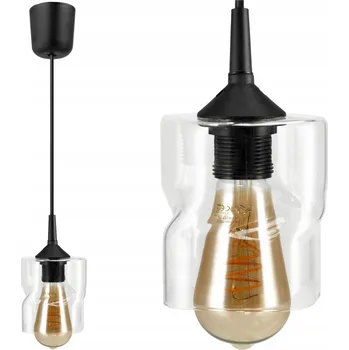 BERGE LED lustr závěsné stropní svítidlo E27 průhledný skleněný čtverec PP0001/K024