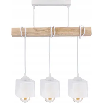 Svítidlo BERGE LED závěsné stropní svítidlo, dřevěný trám, 3xE27, loft, mléčná kostka - bílá LDB-K-3XE27-BIALA/3XK006