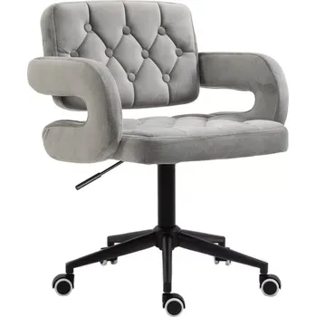 Jídelní židle LuxuryForm DESIGN Kosmetická židle ADRIA VELUR na černé podstavě s kolečky - šedá