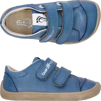 Chlapecké polobotky 3F Celoroční kožené boty bar3foot 3Be28/L46 modré, suchý zip, barefoot velikost: 32