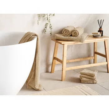 Držák na ručník Sada 9 ručníků pískově béžová bavlna s nízkým kroucením ručníky na ruce ručníky pro hosty osušky předložka koupelna Beliani