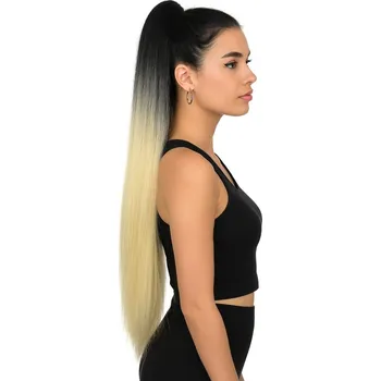 Příčesek Cop, culík k nasazeni 70 cm, kanekalon - ombre černá - blond