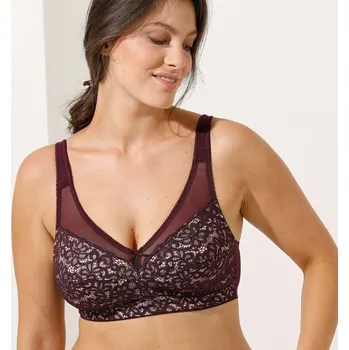 Podprsenka Zmenšující podprsenka z květinové krajky, bez kostic černý rybíz 100E