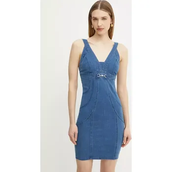 Dámské oblečení Šaty s příměsí hedvábí Guess JEWEL W5GK75.D5LK0 modrá 55X, vel. XL